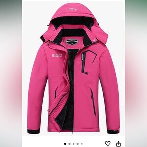 MOERDENG Waterproof Insulated Ski Jacket Rose Red